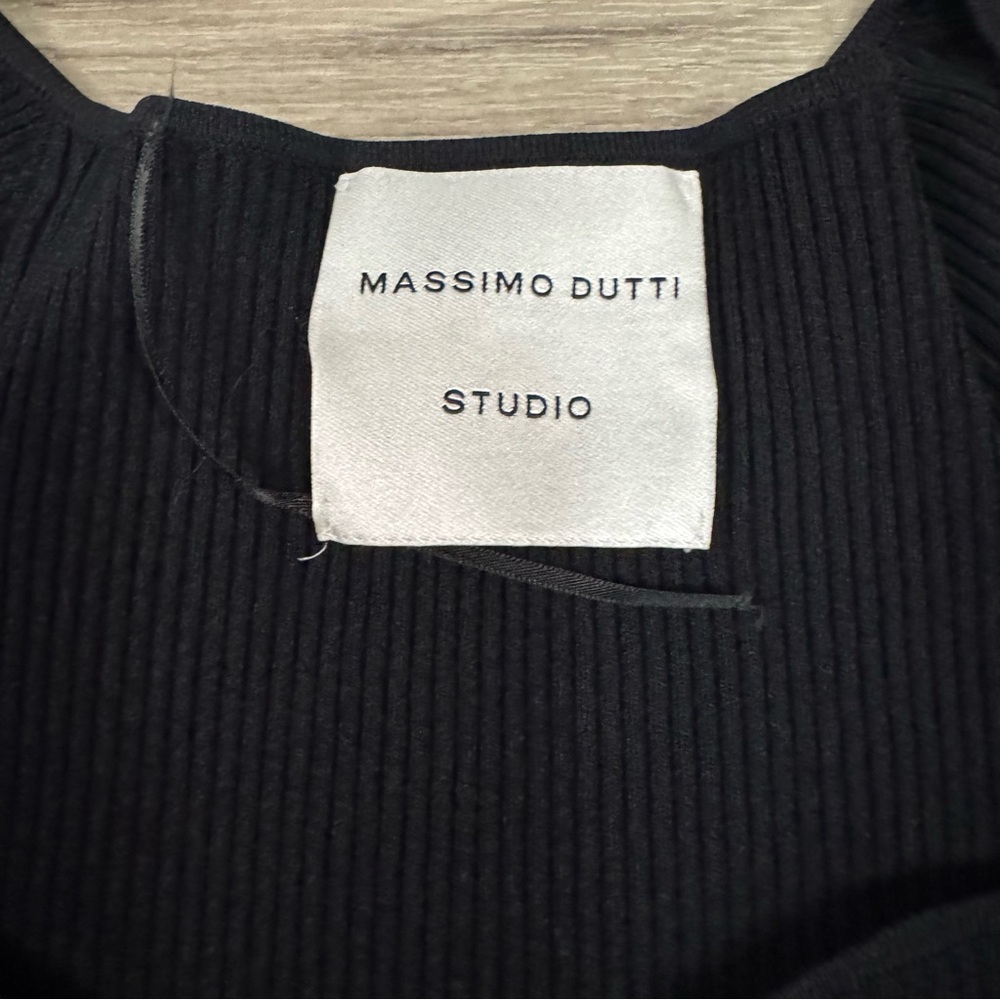 Massimo Dutti Studio Black Sweatheart Neckline Knit Bustier Blouse Size Medium - Picture 4 of 8